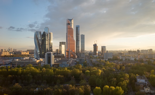 Modern,Cityscape.,Moscow-city,,Russia.,Moscow,International,Business,Center.,At,Sunset.